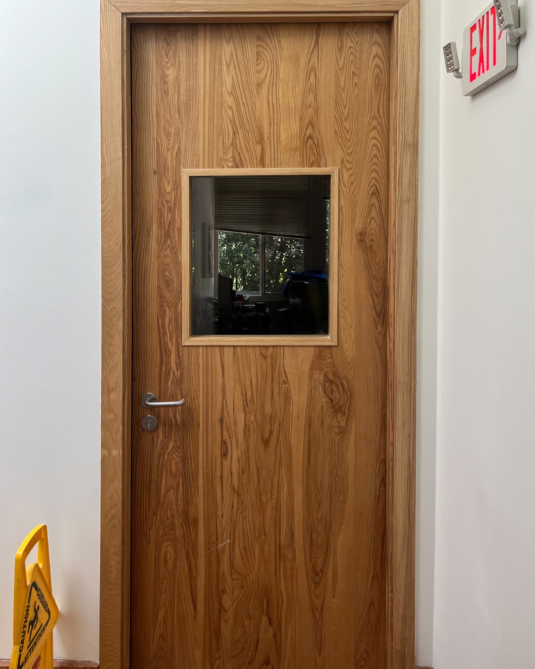Georgia Windows & Doors premium custom solid wood interior door with vision panel, featuring natural grain timber and commercial safety hardware, ideal for schools and institutional projects